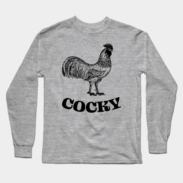 Cocky Rooster - Funny Vintage Drawing Long Sleeve T-Shirt by TwistedCharm